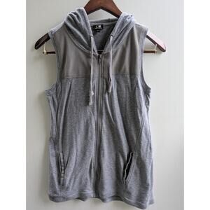 Fabletics Women’s Size Small Sweatshirt Sleeveless Zip Up Grey White Mesh